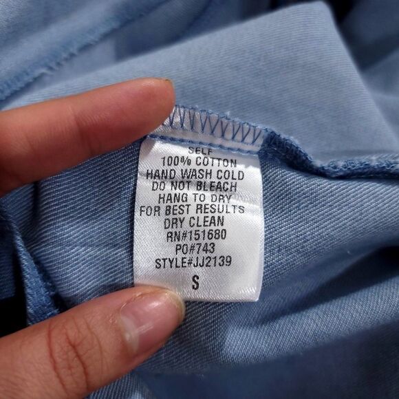 STORIA Polka Dot Denim Overalls Ankle Cropped Jumpsuit Boho Patch Pocket Small - Picture 12 of 12